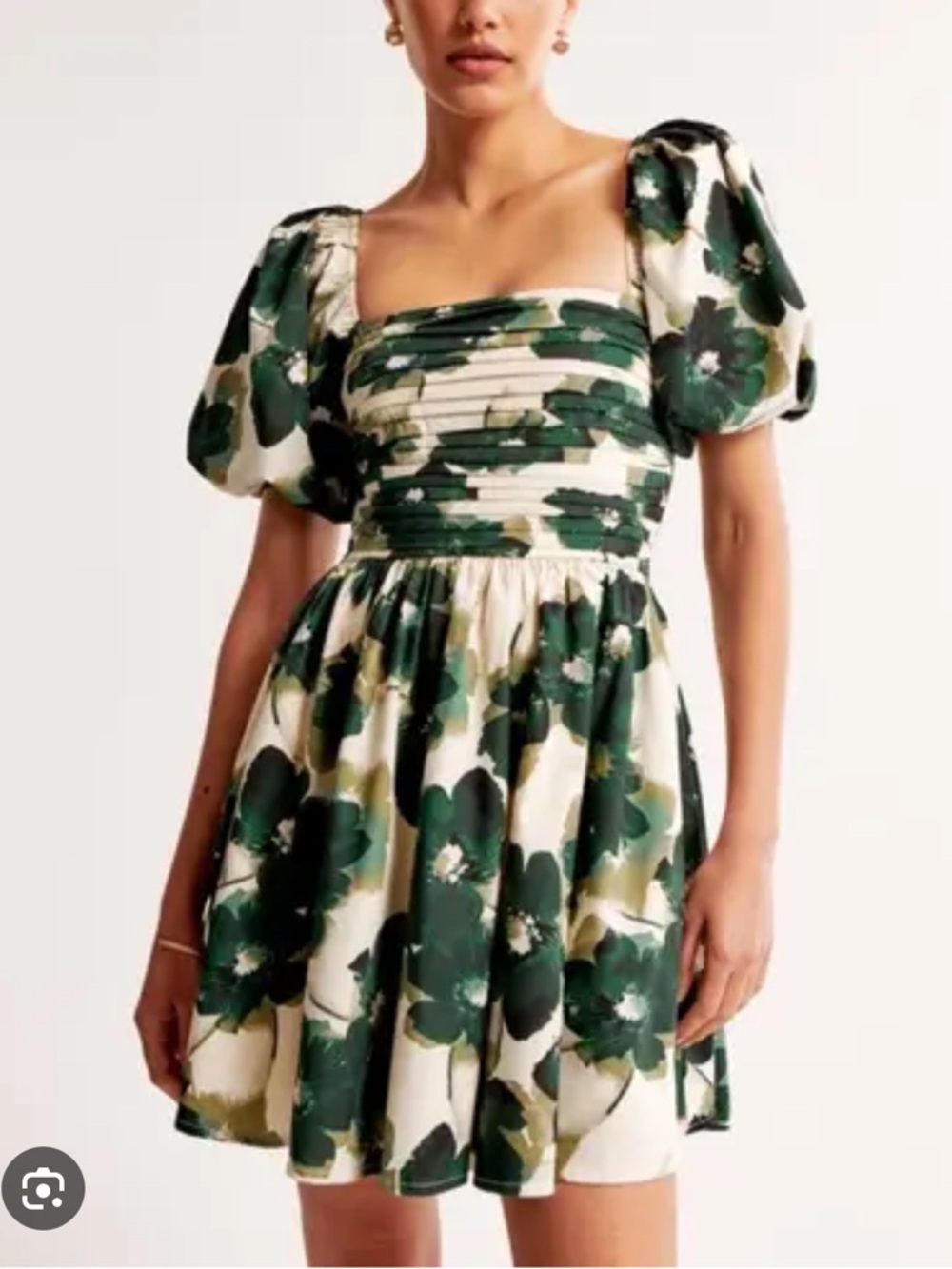Abercrombie & Fitch Emerson Poplin Green Floral Mini Dress Size Small